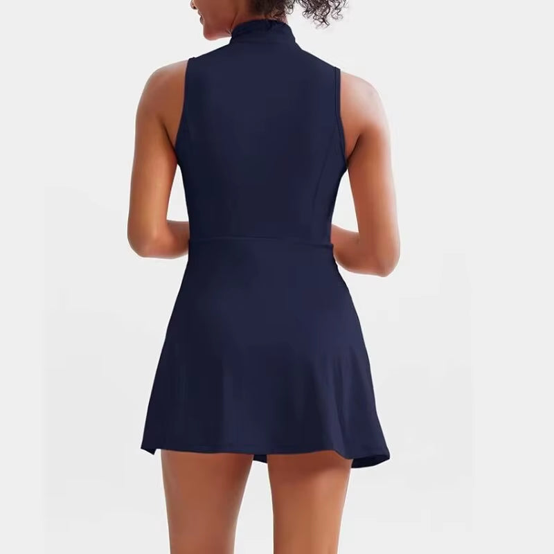 Yoga Tennis Skirt, Elastic Quick Drying Golf Sport Skirt, Pocket anti Glare Fitness Two-Piece Set