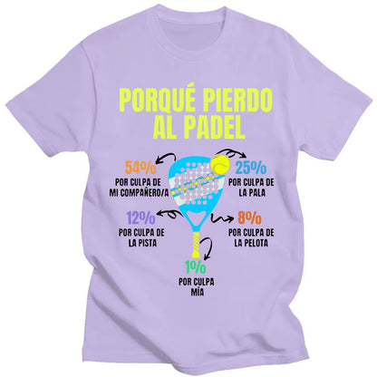 Padel Divertido T-Shirt Porque Pierdo Al Padel Funny T-Shirts Casual 100% Cotton Soft Premium Men'S Clothing Oversized Tee Shirt