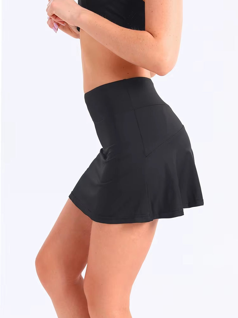 Women'S Black Tennis Skirt Pants with Pocket High Elasticity Hip Lifting Skirt Pants Sports Yoga Tennis Short Skirt